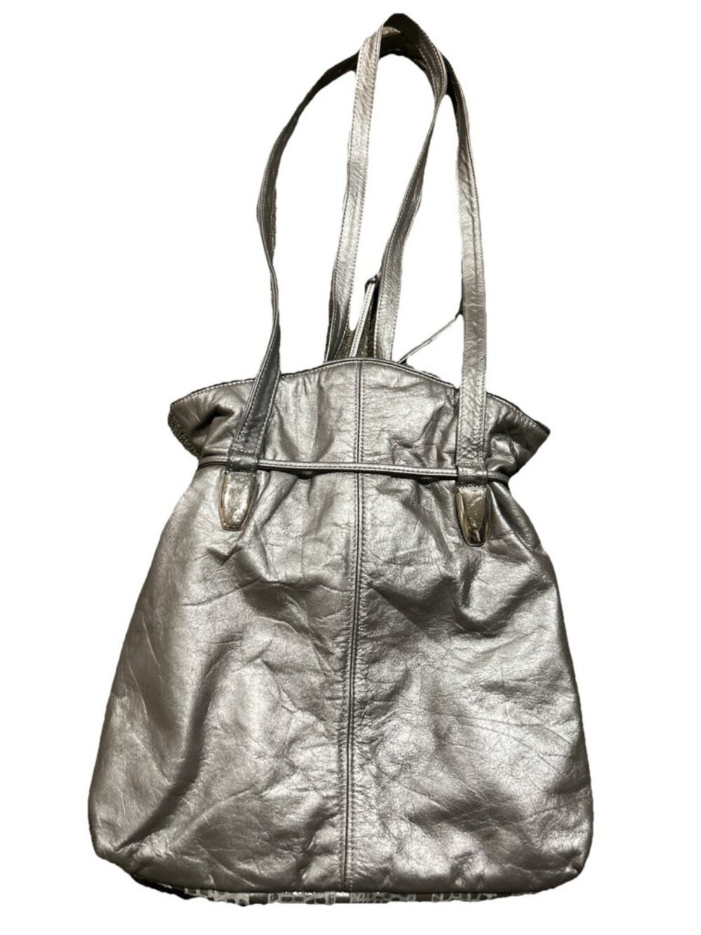 Silver Pewter Studded Leather Shoulder Bag Reptile Animal Print USA Mina - Picture 6 of 12